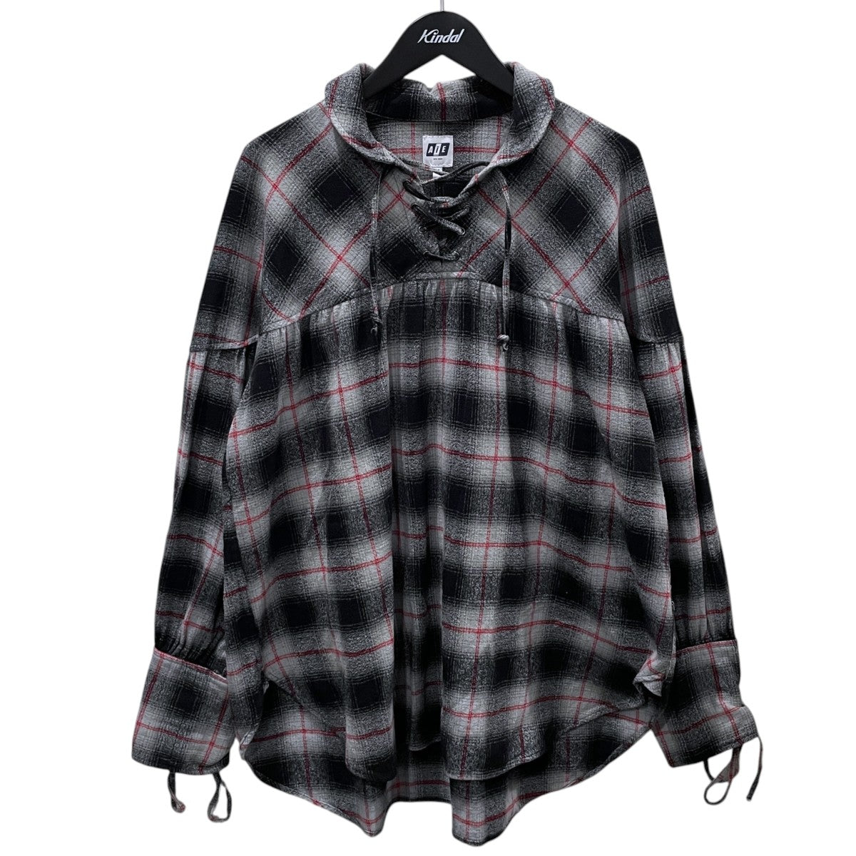 チェック柄レースアップシャツ String Smock ストリングスモック