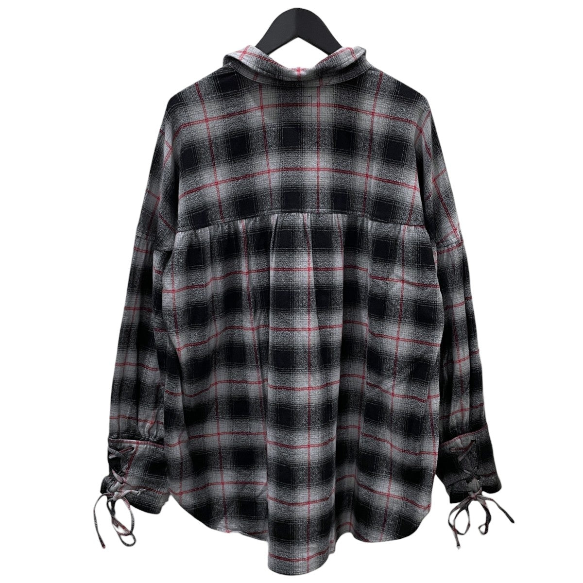 チェック柄レースアップシャツ String Smock ストリングスモック