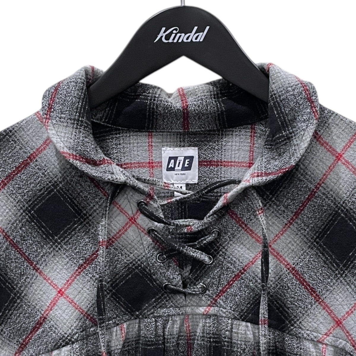 チェック柄レースアップシャツ String Smock ストリングスモック