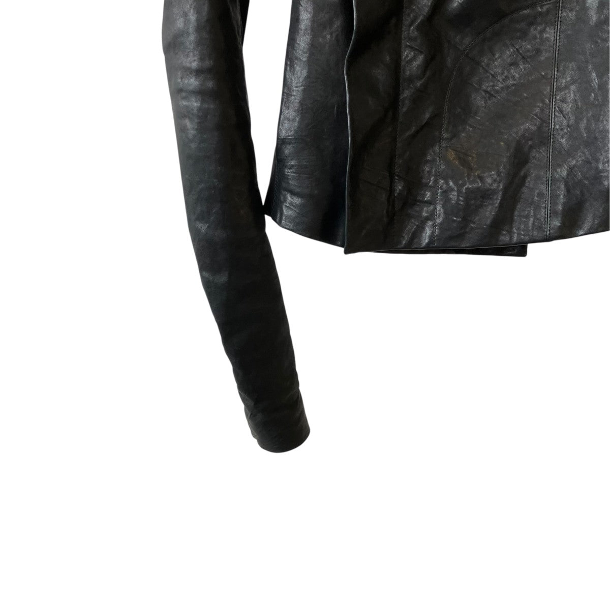 ASYMMETRIC LAMB LEATHER JACKETジップパーカーRP13F070011-LR