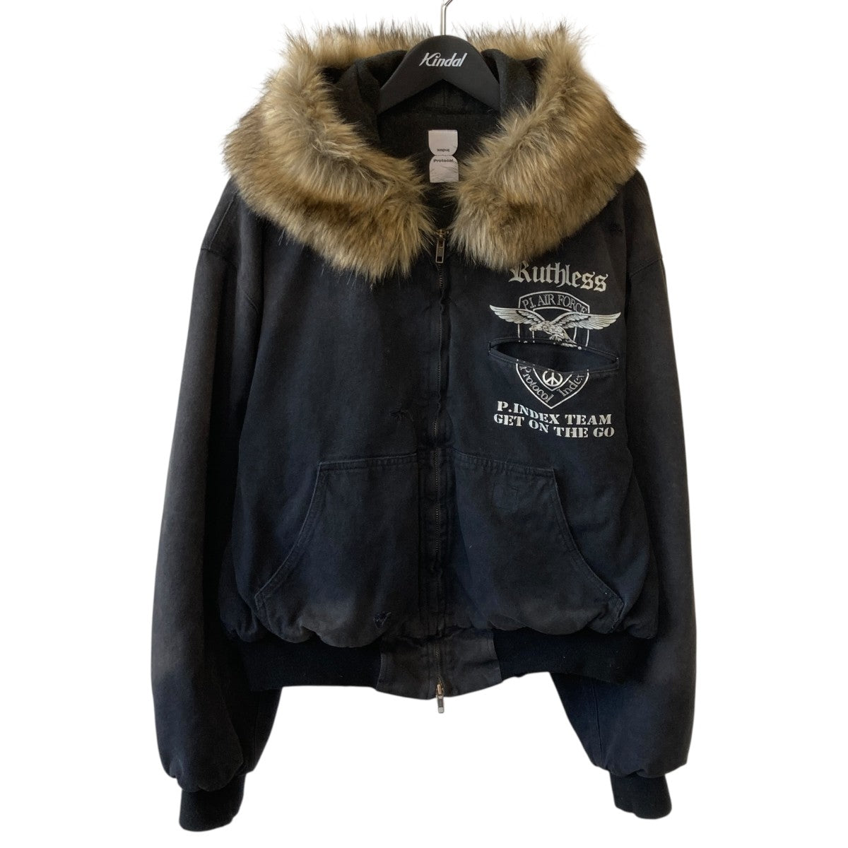 Detachable Fur Hooded Work Jacketジップパーカー