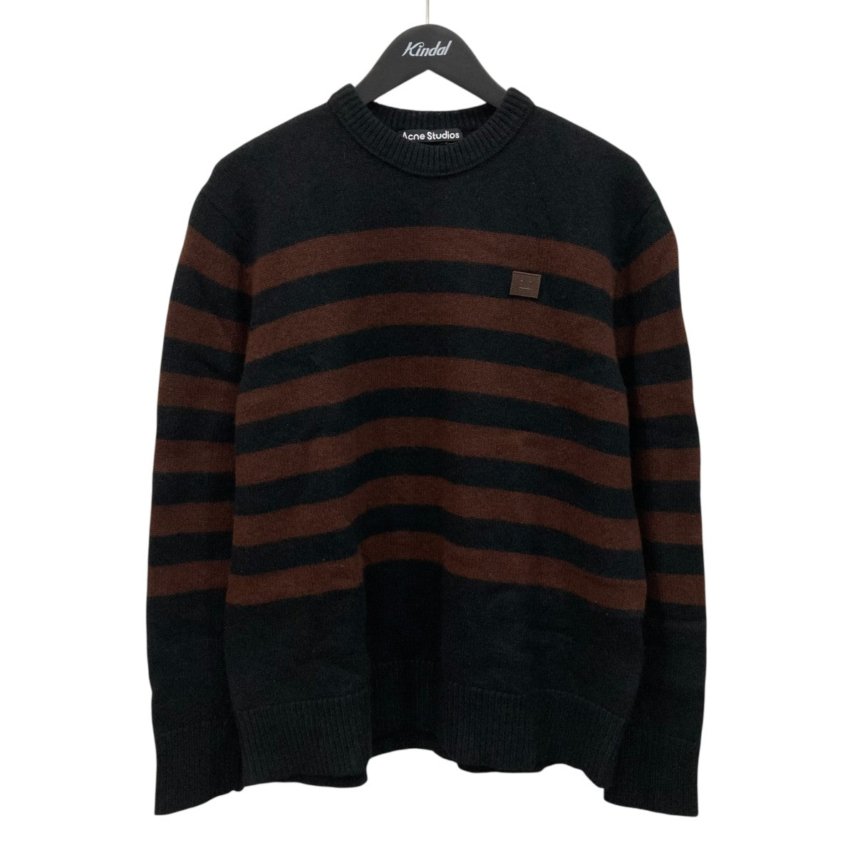 ACNE STUDIOS Striped Face Patch SweaterボーダーニットFA-UX-KNIT000035 古着・中古-1枚目のアイテム画像