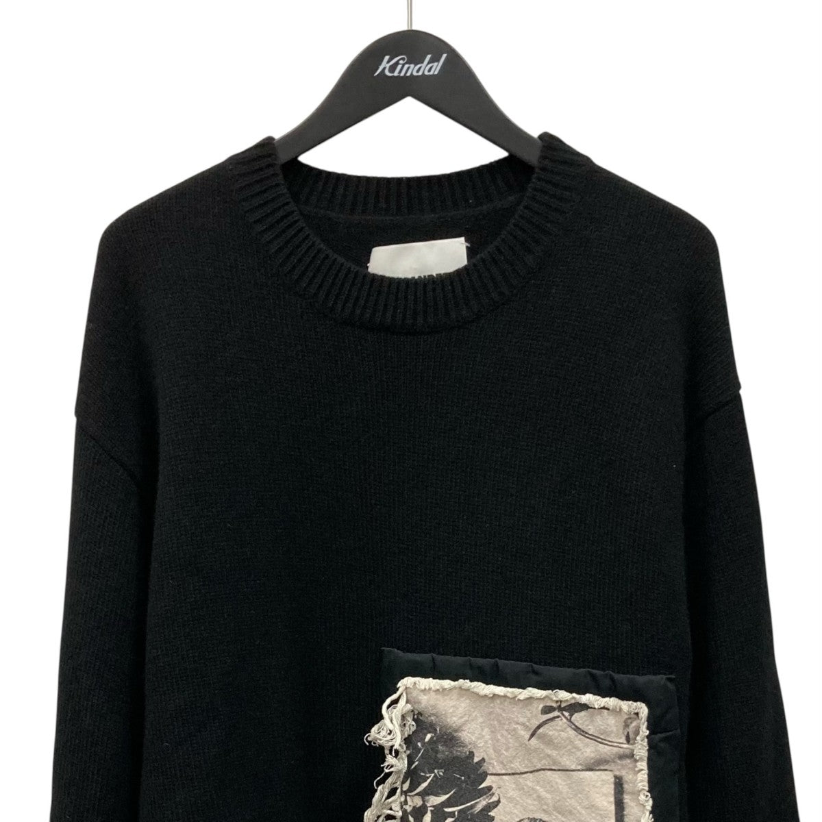 JIL SANDER フリンジパッチ カシミヤ混ウールクルーネックニットKR JM IW 0518 古着・中古-2枚目のアイテム画像