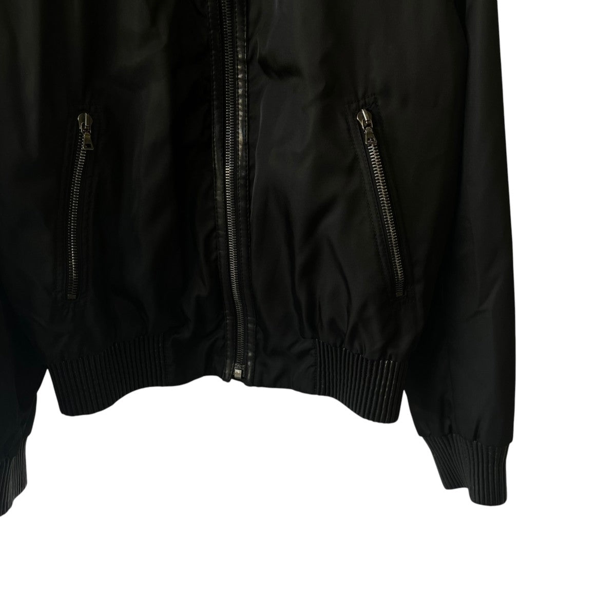 PRADA 2007Gabardine Nylon LeatherボンバージャケットUGW475 古着・中古-4枚目のアイテム画像