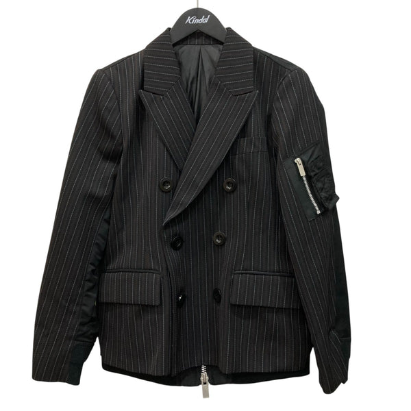 sacai(サカイ) Stripe Doeskin Nylon Twill Jacketダブルブレスト