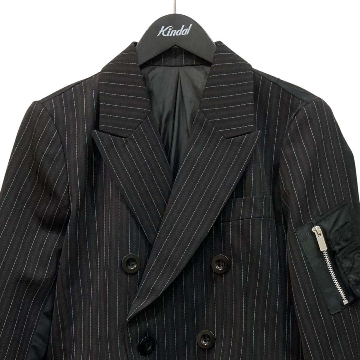 sacai(サカイ) Stripe Doeskin Nylon Twill Jacketダブルブレスト