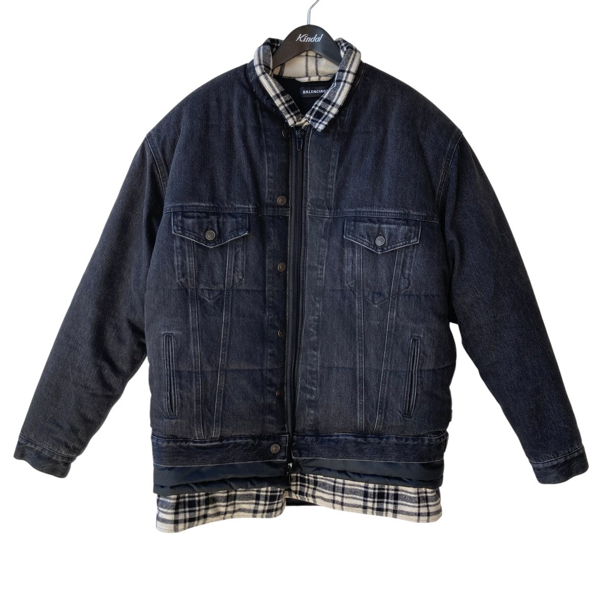 BALENCIAGA 18AWレイヤード オーバーサイズ パファデニム ジャケット543028 古着・中古-1枚目のアイテム画像