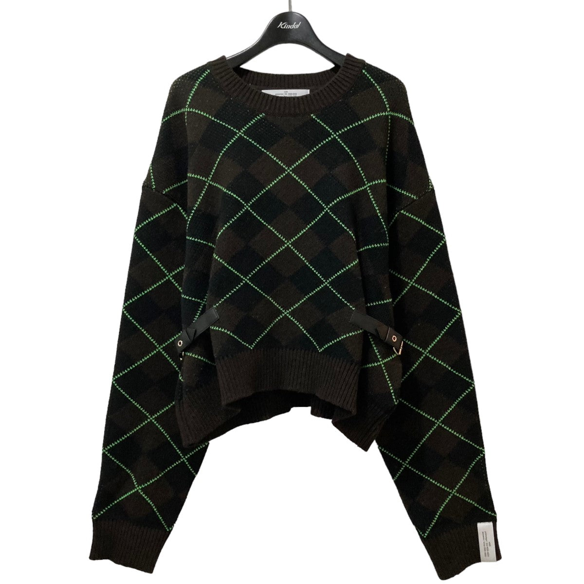 argyle check knit クルーネックニット