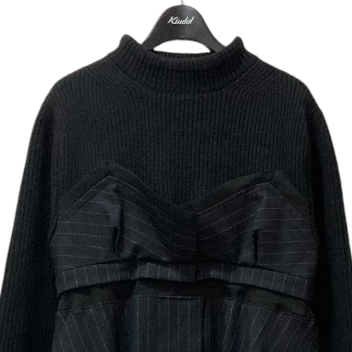 Wool Knit x Chalk Stripe Dress ニットドッキングストライプドレス 22-06327