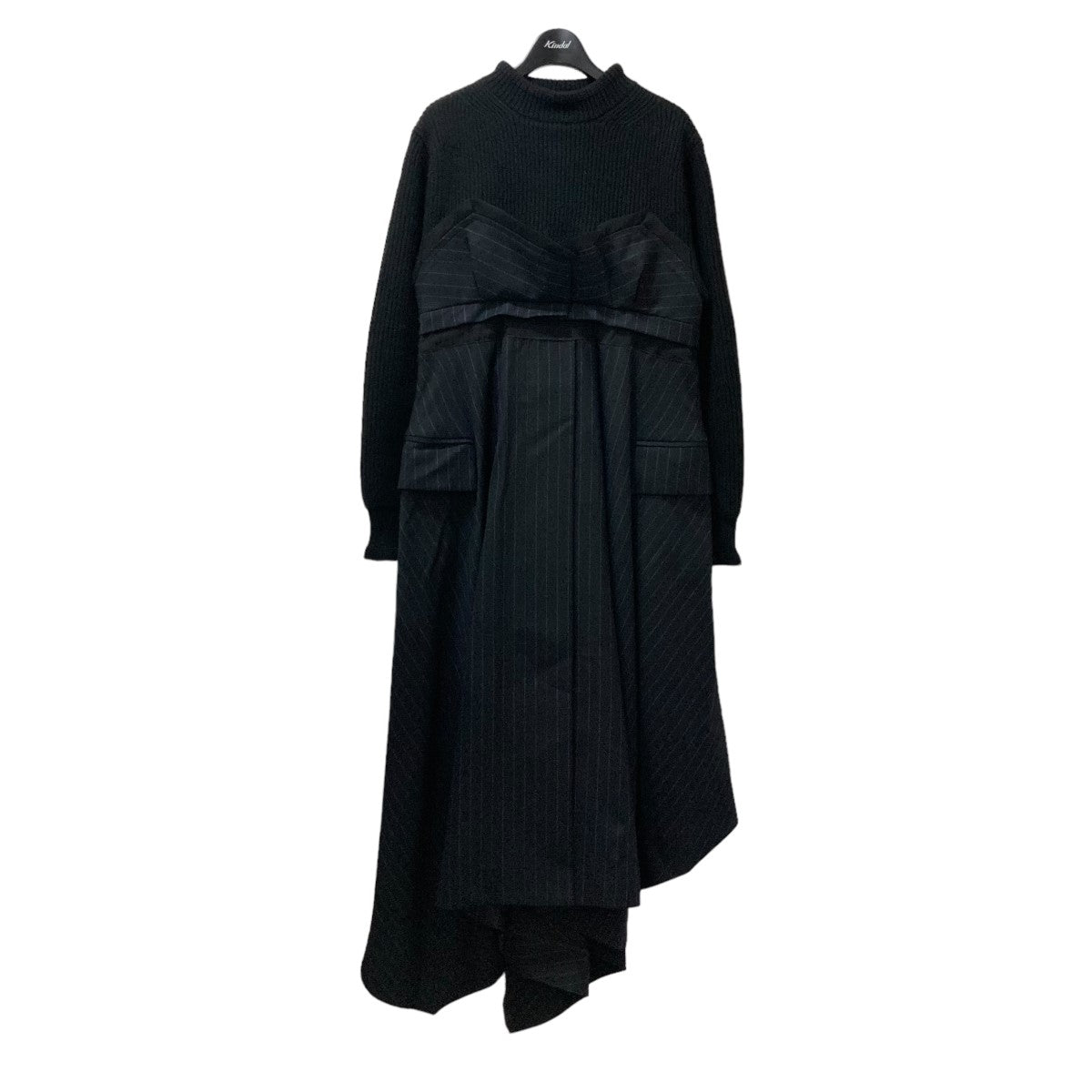 Wool Knit × Chalk Stripe Dress ニットドッキングストライプワンピース 22-06327