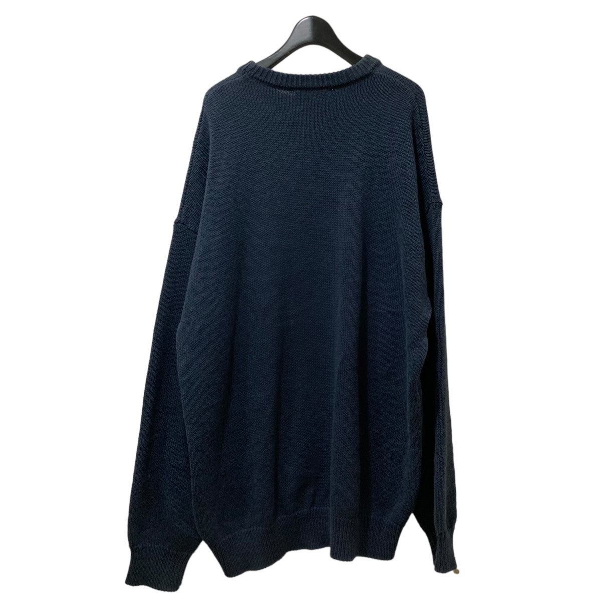 BALENCIAGA(バレンシアガ) COTTON COLLEGE CREST KNIT ウォッシュ加工 ロゴプリントニット 696226 696226  ネイビー サイズ S｜【公式】カインドオルオンライン ブランド古着・中古通販【kindal】