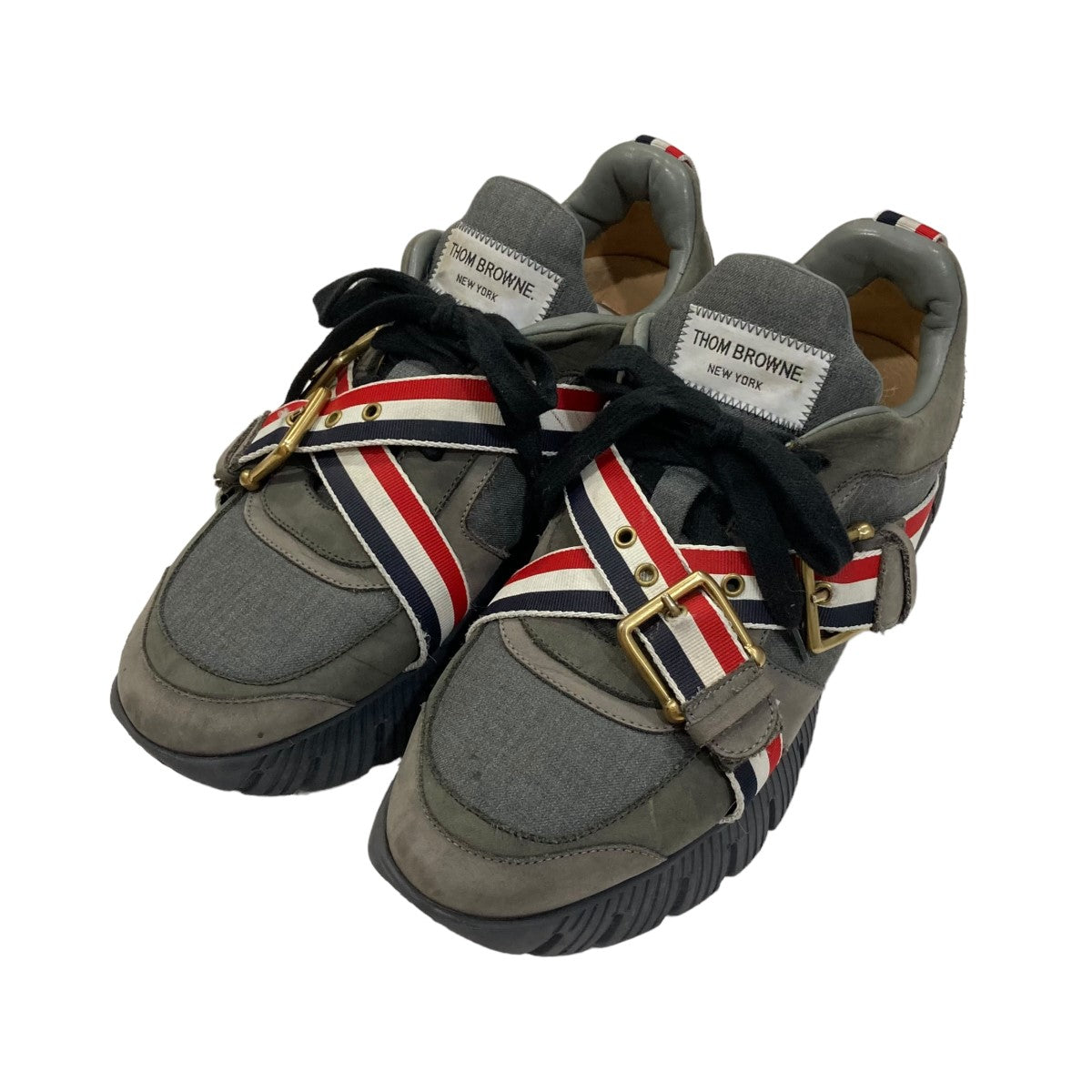 Thom Browne(トム・ブラウン) RWB WEBBING RAISED RUNNING SHOE ローカットスニーカー グレー サイズ  41｜【公式】カインドオルオンライン ブランド古着・中古通販【kindal】