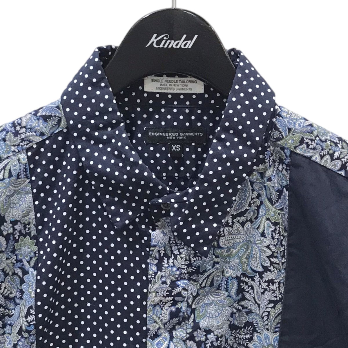 Engineered Garments(エンジニアードガーメンツ) 総柄シャツ Combo Short Collar Shirt - Cotton  Big Polka Dot Sateen コンボショートカラーシャツ コットンビッグポルカドットサテン ネイビー・ホワイト・ブルー サイズ  S｜【公式】カインドオルオンライン ブランド古着 ...