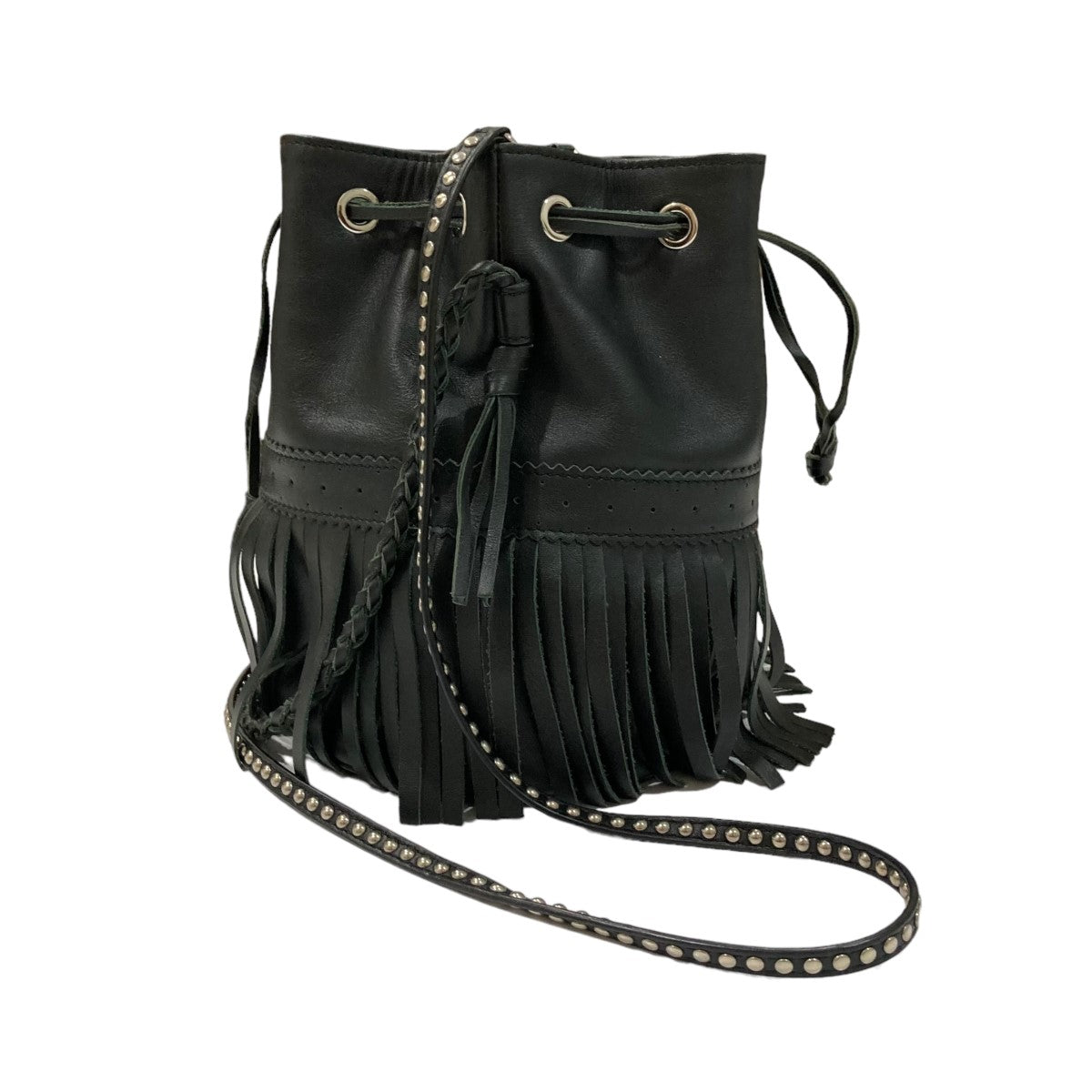美品✩.*˚J&M DAVIDSON フリンジバケットバッグ 黒 J&M Davidson フリンジ バケットバッグ
