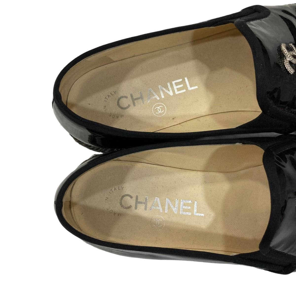 CHANEL(シャネル) パテントレザー エスパドリーユ スリッポン