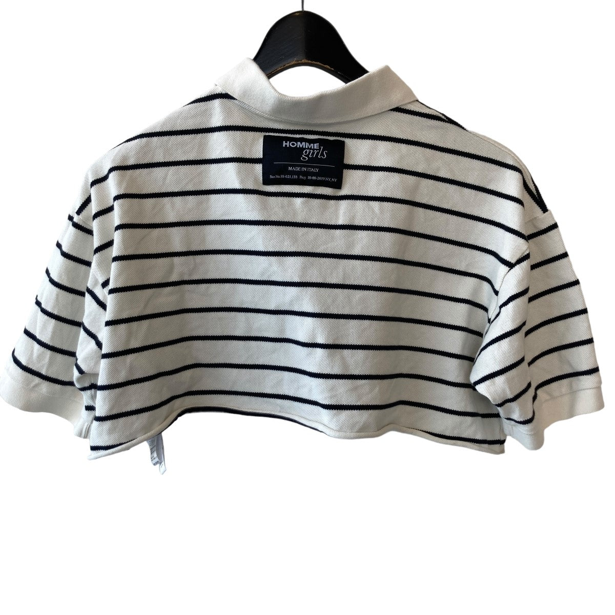 HOMMEGIRLS 24SSCROPPED STRIPED POLO SHIRTSボーダー半袖ポロシャツ3810900371 古着・中古-2枚目のアイテム画像