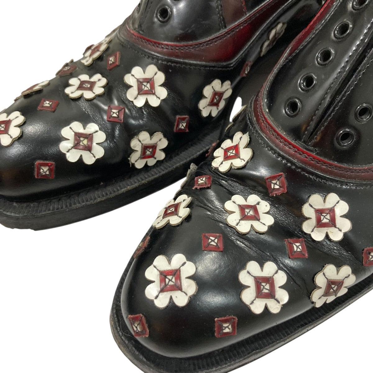 PRADA(プラダ) フラワーデザインレザーシューズ ブラック サイズ