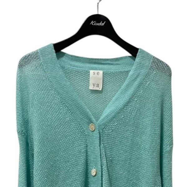 【値下げ】seya． KOMOREBI CARDIGAN メッシュニットカーディガン BLK-13000-A スカイブルー サイズ：1 (堀江店) seya．(セヤ) KOMOREBI CARDIGAN メッシュニットカーディガン