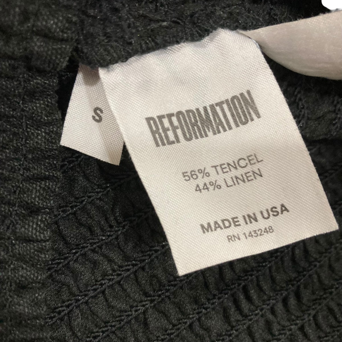 リフォーメーション Reformation オフショルダー ロングスリーブ スクエアネックカットソー ブラック サイズ：S Reformation(リフォーメーション) オフショルダー ロング
