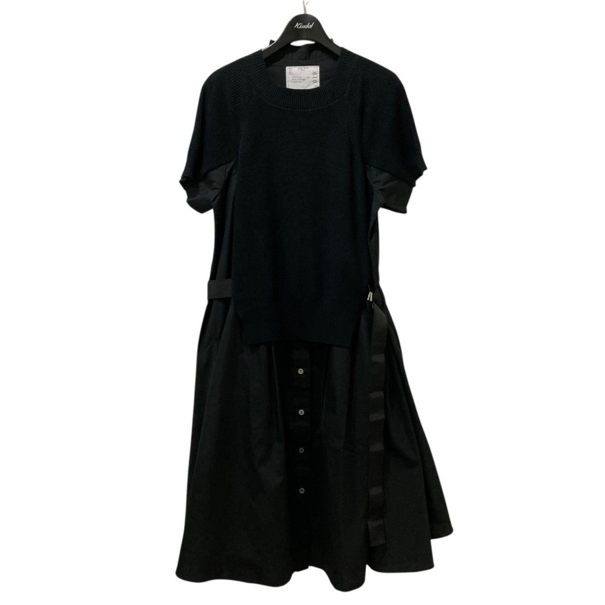 sacai(サカイ) Cotton Knit Dress ニット切替半袖フレア