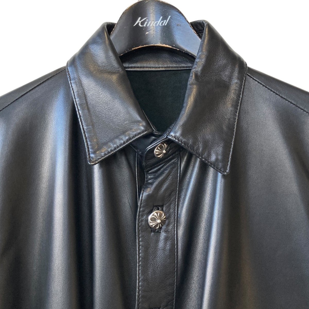 CHROME HEARTS クロムハーツ フレアボタン 襟レザー切り替え 袖クロス 