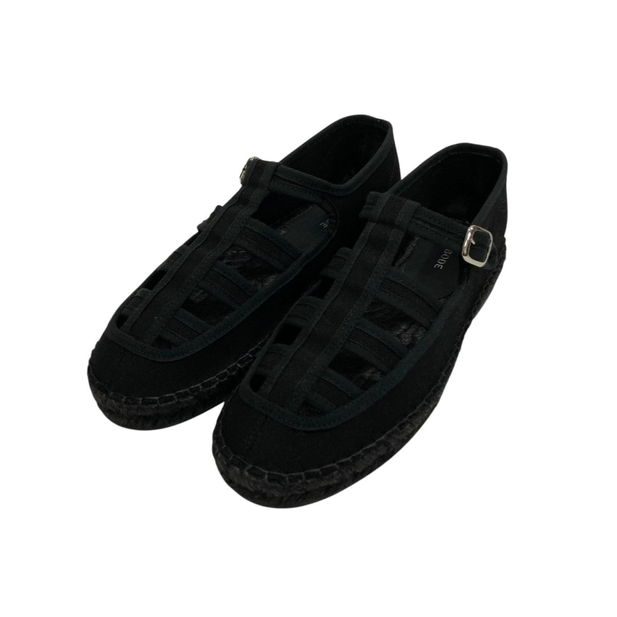 【関税込み】Bode ブラック Peggy エスパドリーユ Bode: Black Peggy Espadrilles | SSENSE
