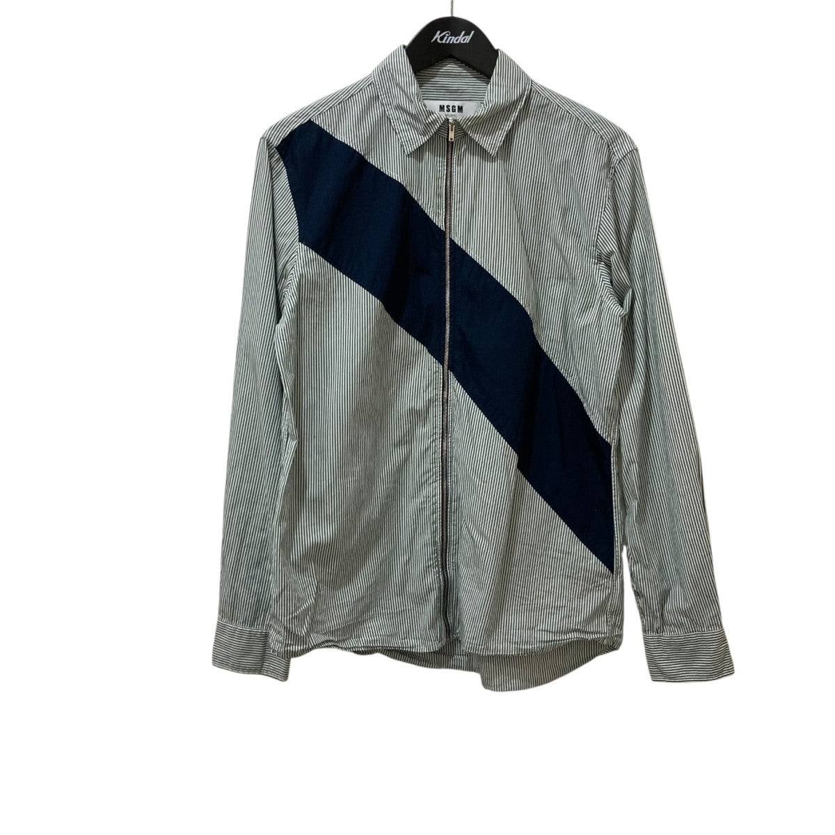 美品【MSGM】エムエスジーエム ドッキング ストライプ オーバーサイズ シャツ MSGM（エムエスジーエム）ストライプフリルシャツプルオーバー