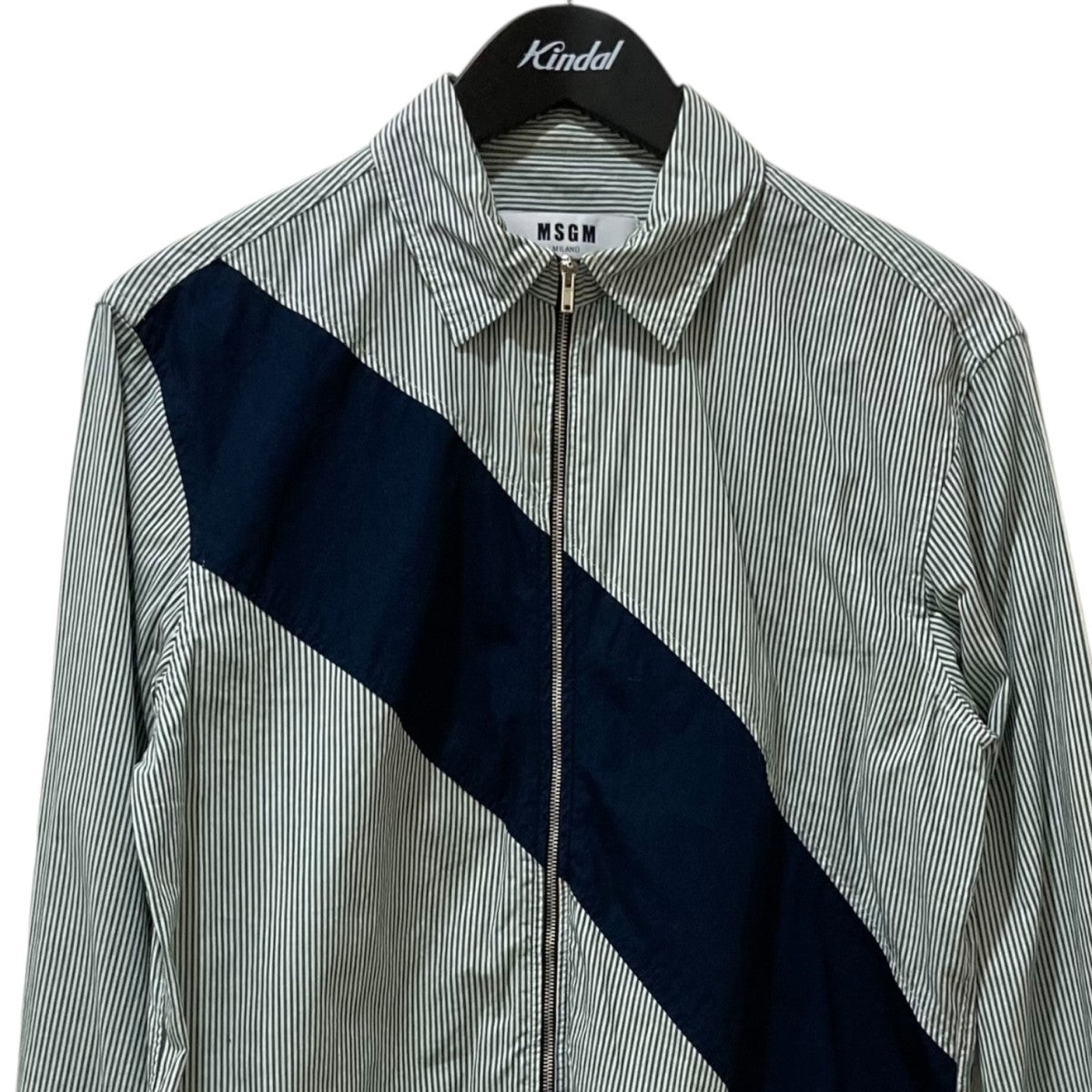 美品【MSGM】エムエスジーエム ドッキング ストライプ オーバーサイズ シャツ MSGM（エムエスジーエム）ストライプフリルシャツプルオーバー