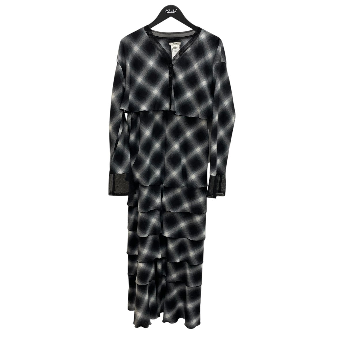 AMERI 2PIECE OMBRE CHECK TIERED DRESSチェックワンピース×ブラウス0224205931520 古着・中古-1枚目のアイテム画像