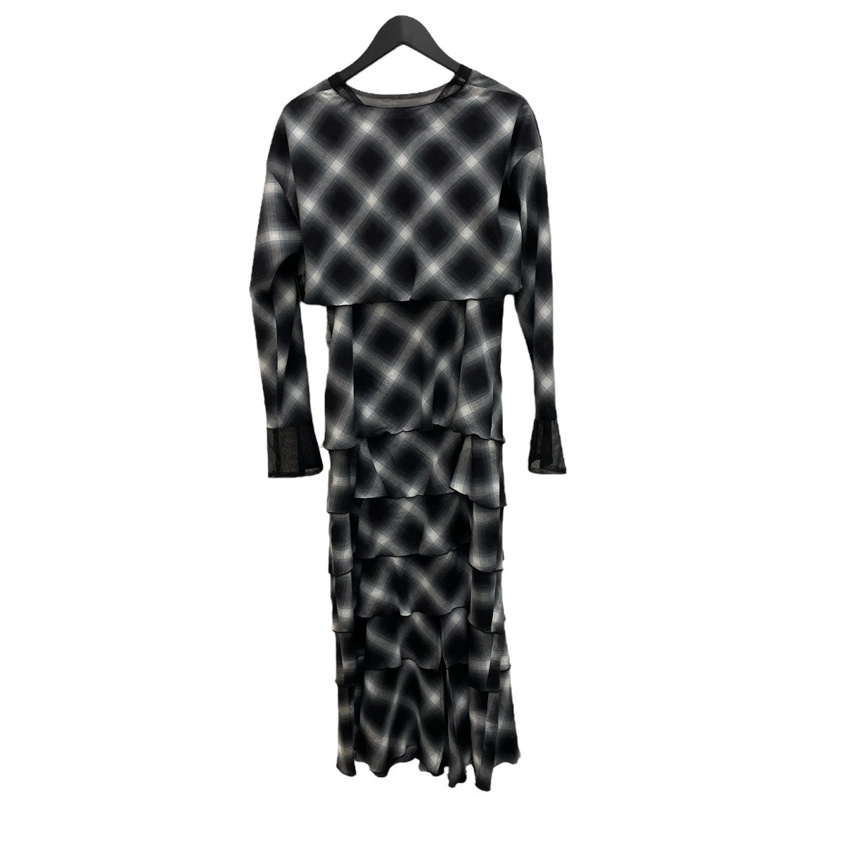AMERI 2PIECE OMBRE CHECK TIERED DRESSチェックワンピース×ブラウス0224205931520 古着・中古-2枚目のアイテム画像