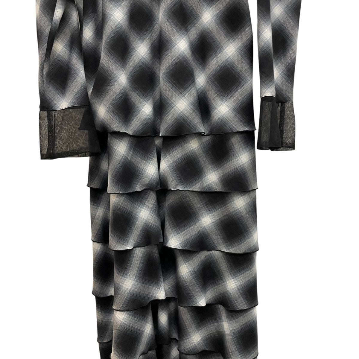 AMERI 2PIECE OMBRE CHECK TIERED DRESSチェックワンピース×ブラウス0224205931520 古着・中古-4枚目のアイテム画像