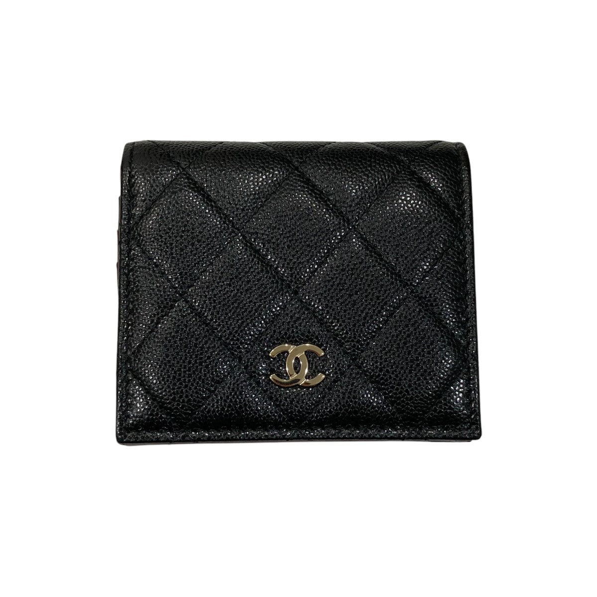 CHANEL マトラッセ ラウンドファスナー 長財布 レザー ブラック