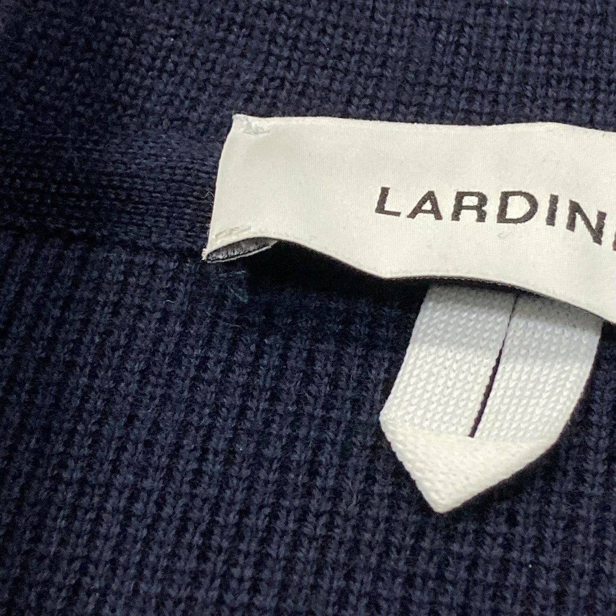 <美品>LARDINI ネイビー コットン ニット ジャケット サイズM LARDINI（ラルディーニ）コットンミラノリブソリッドニット