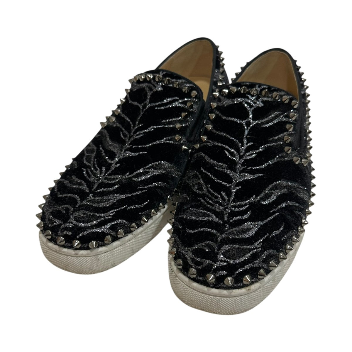 クリスチャンルブタン ドレスシューズ メンズ41 ブラックエナメルラメ