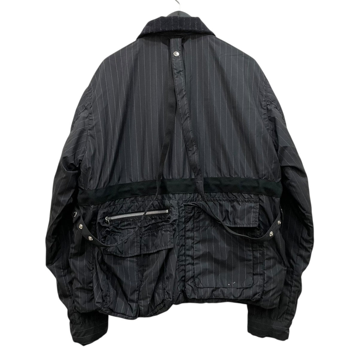 23AW［中古］Sacai ウールリバーシブルジャケット Lサイズ sacai(サカイ) Wool Shrivel Reversible Blouson ストライプ