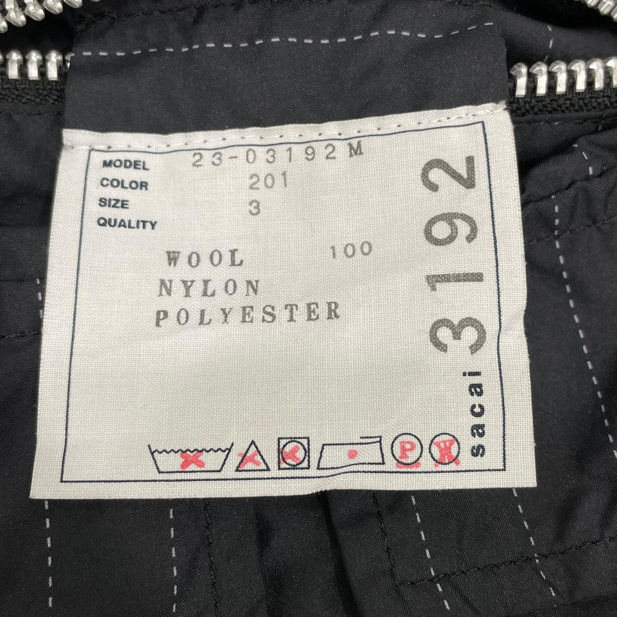 23AW［中古］Sacai ウールリバーシブルジャケット Lサイズ sacai(サカイ) Wool Shrivel Reversible Blouson ストライプ