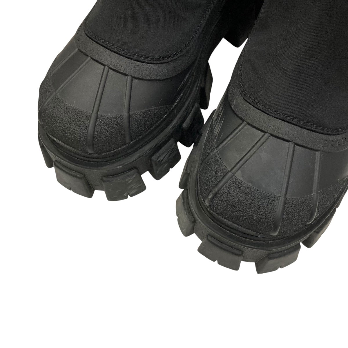 PRADA Re-Nylon 6.5モノリス ナイロンギャバジン ブーツ Black Monolith brushed leather and Re-Nylon boots with pouch