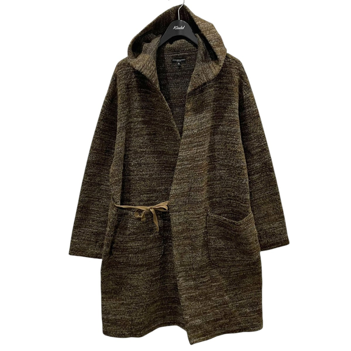 23AW フーデッドロングニットコート Knit Robe - Poly Wool Melange Knit ニットローブ ポリウール メランジニット NQ100