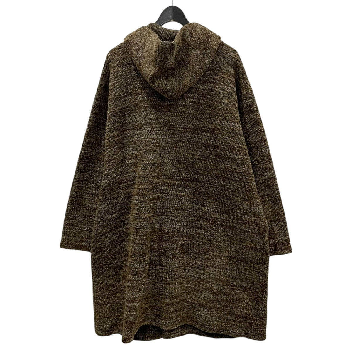 23AW フーデッドロングニットコート Knit Robe - Poly Wool Melange Knit ニットローブ ポリウール メランジニット NQ100