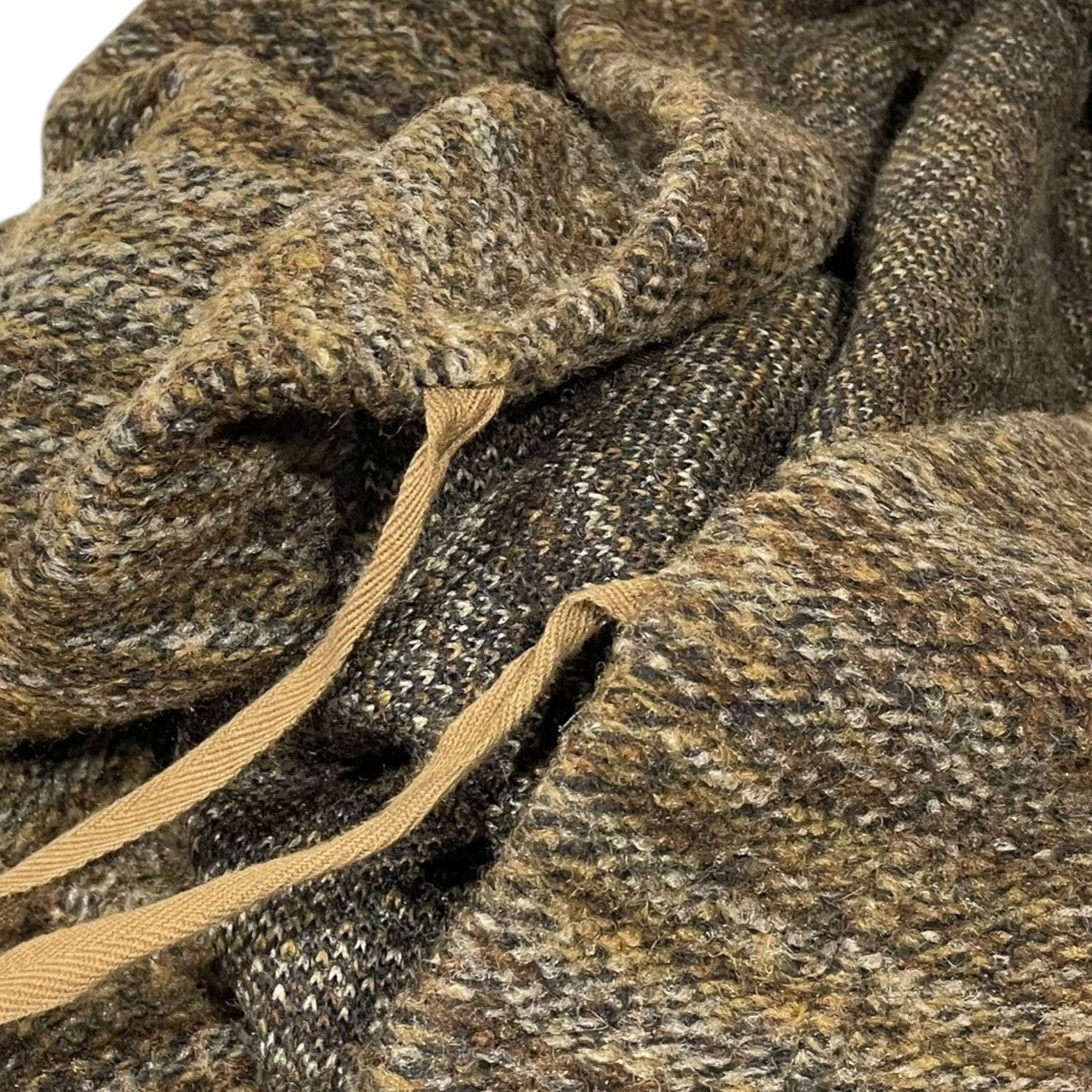 23AW フーデッドロングニットコート Knit Robe - Poly Wool Melange Knit ニットローブ ポリウール メランジニット NQ100