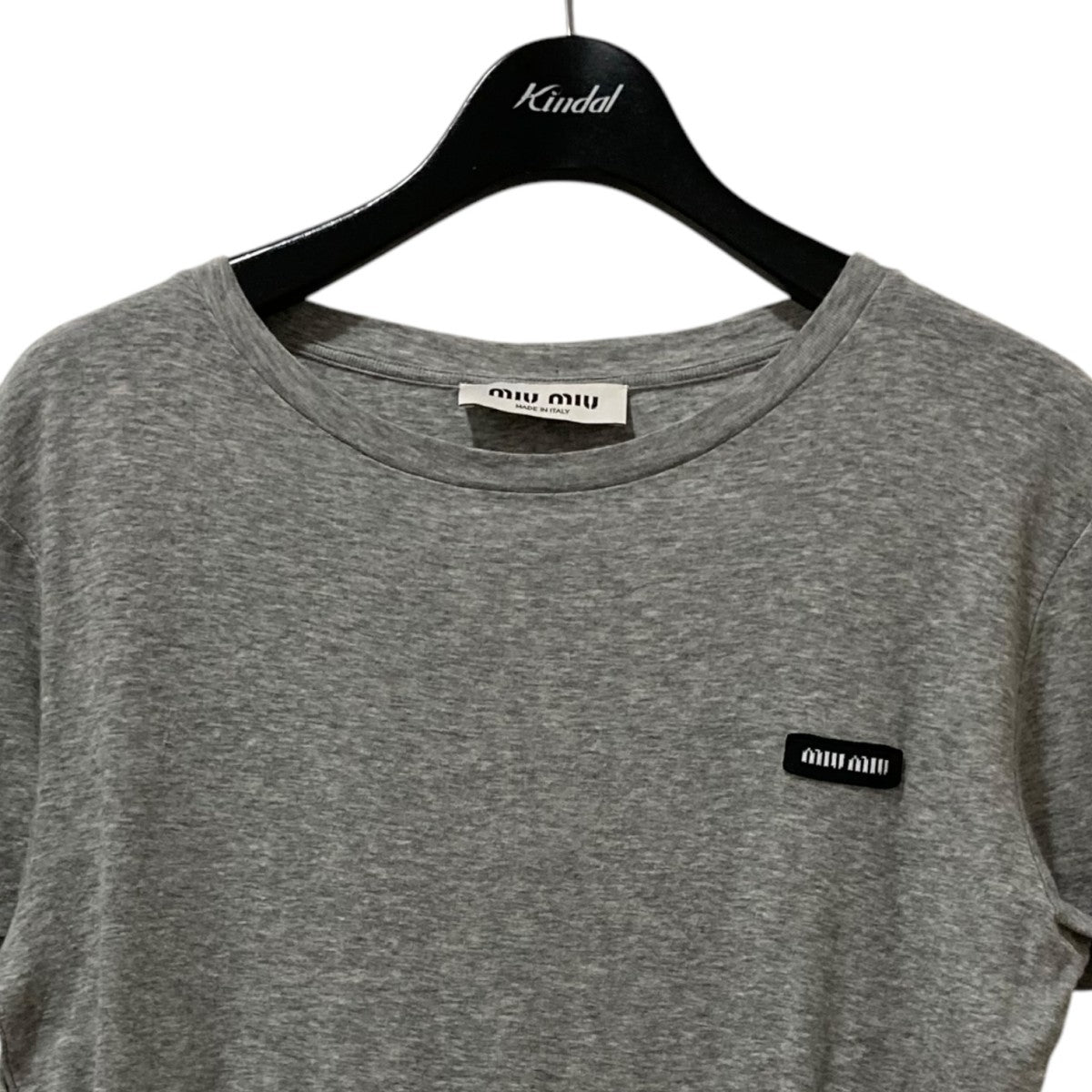 グレー ジャージー リブ編み 長袖tシャツ | Miu Miu