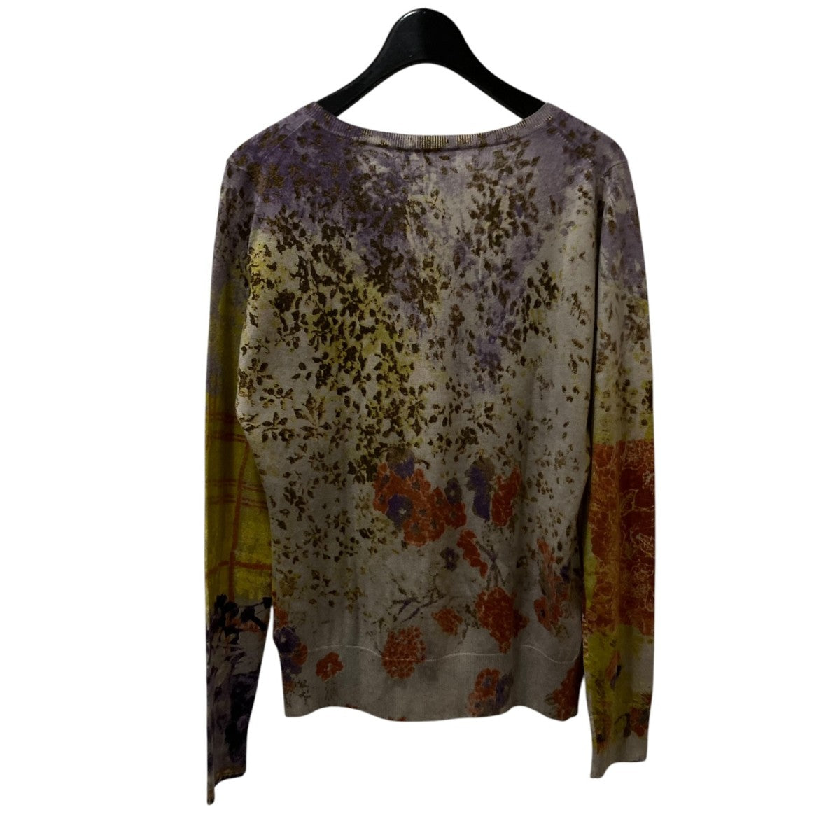 ETRO(エトロ) カシミヤ×シルクVネックニット パープル×オレンジ