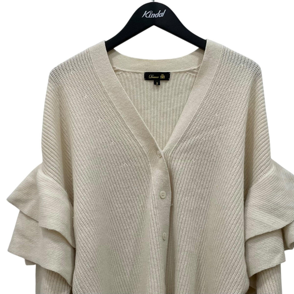 Drawer(ドゥロワー) G畔編みVネックフリルニットカーディガン6515-199