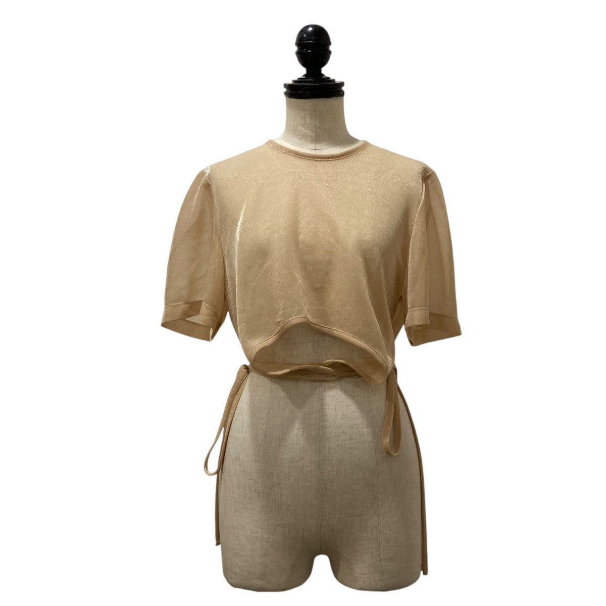 mame kurogouchi Lame Jersey Cropped Sheer Top ラメクロップドシアートップス MM24SS-JS055 古着・中古-1枚目のアイテム画像