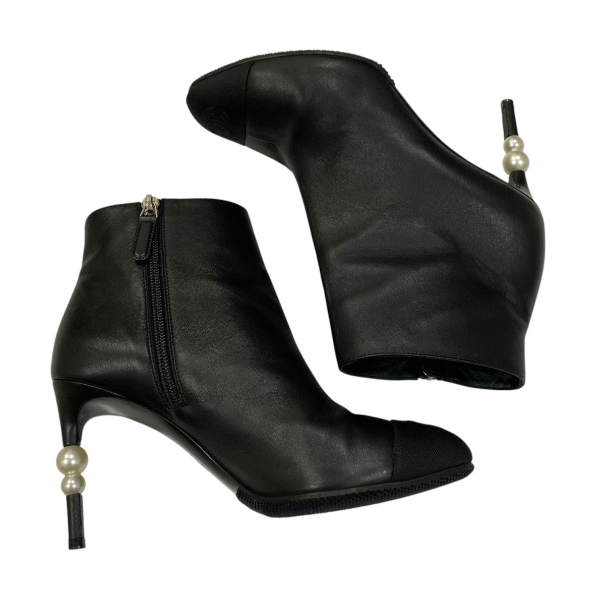 CHANELショートブーツ CHANEL(シャネル) パール ショートブーツG36679 G36679 ブラック