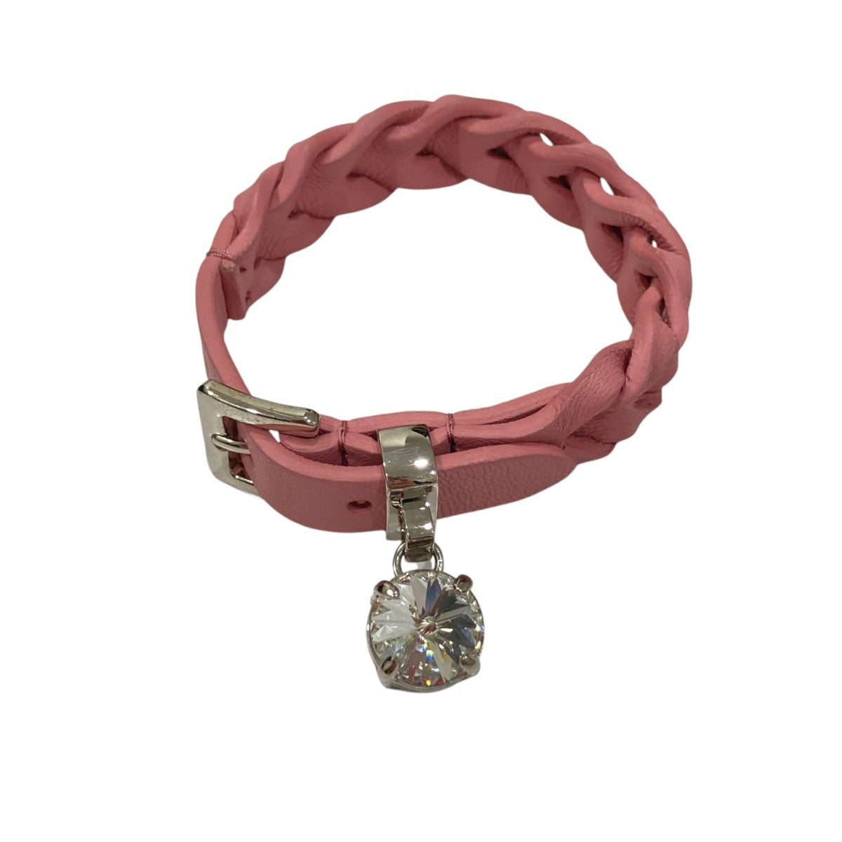 極美品】miumiuブレスレット シルバー マドラスレザー