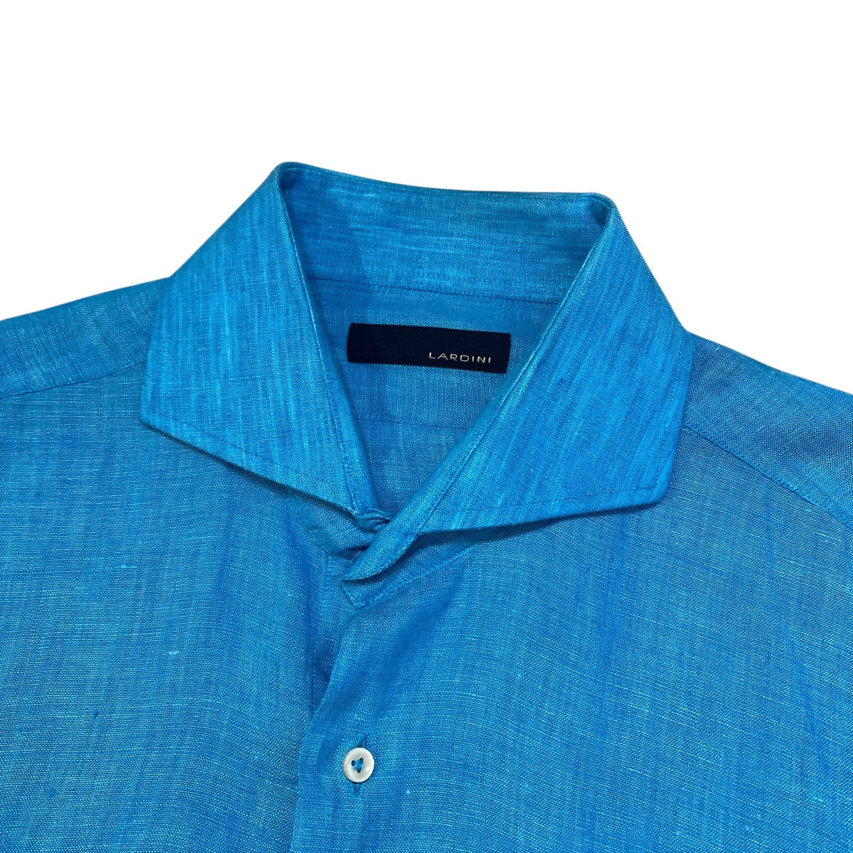 【新品未使用】LARDINI ラルディーニ 長袖シャツ ブートニエール ブルー LARDINI (ラルディーニ) 麻100％ 無地 長袖 シャツ