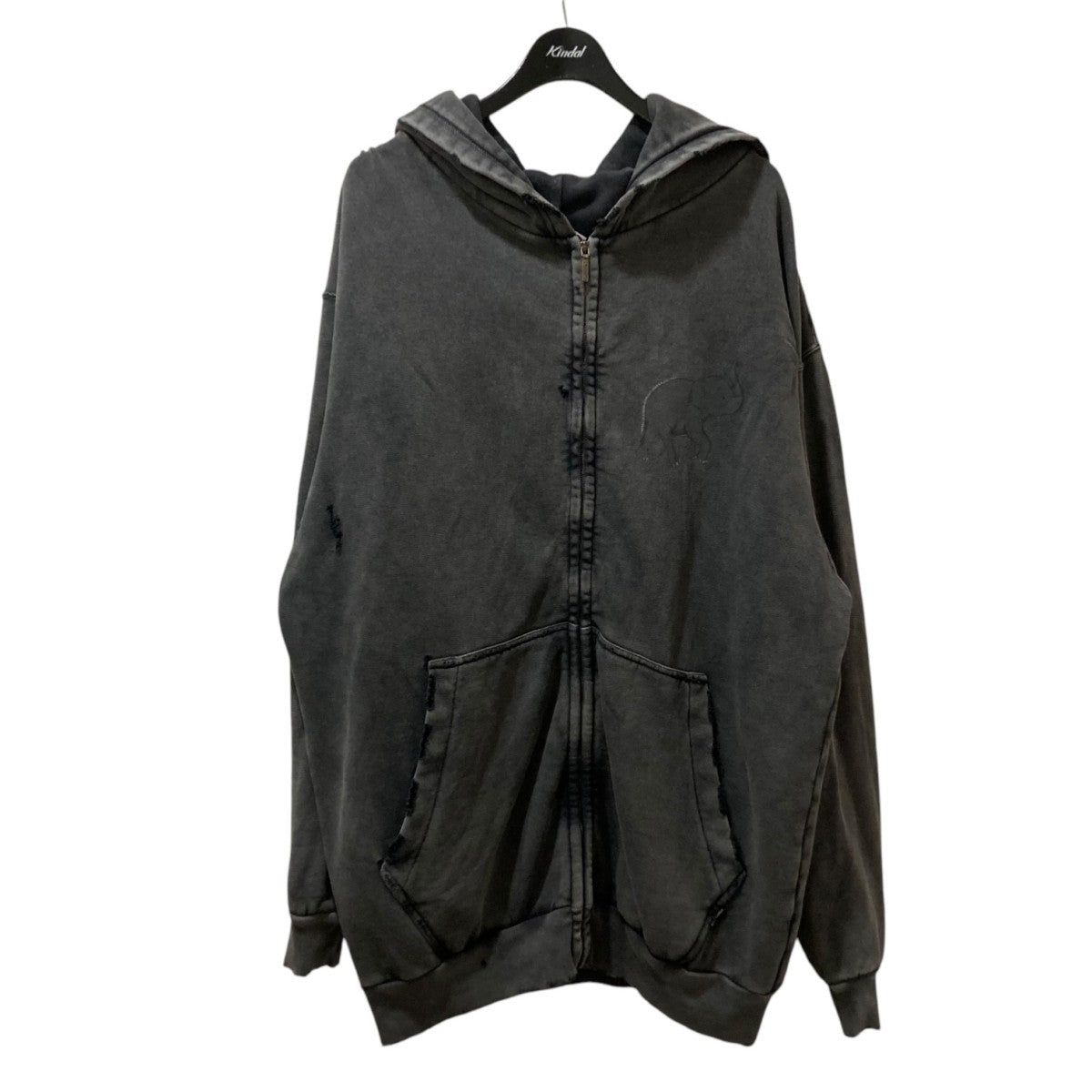 【BALENCIAGA】コットン ジップアップフーディー ダメージ加工 BALENCIAGA(バレンシアガ) ダメージ加工ジップアップパーカー
