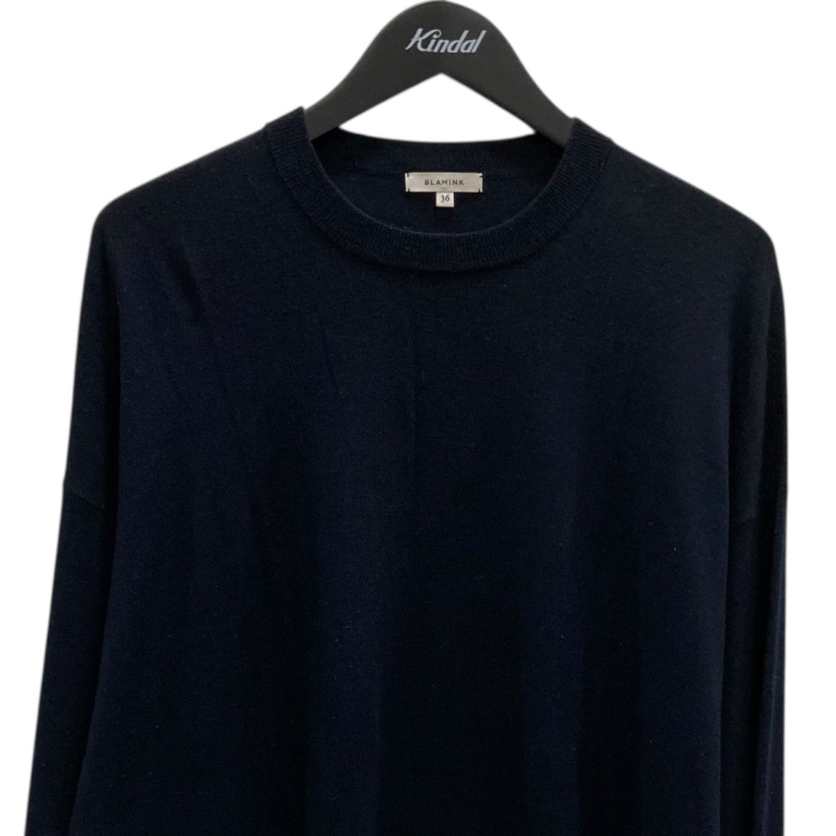 BLAMINK ブラック　カシミヤ 長袖ニット 38 ウールカシミヤ5Gクルーネックロングスリーブニット セーター 長袖 38