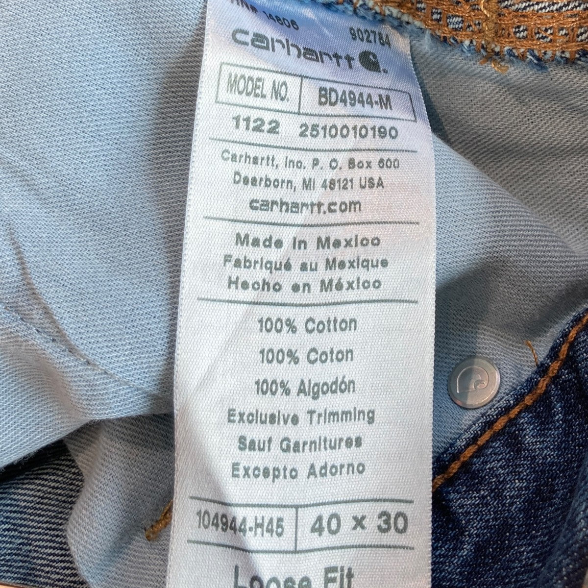 スペシャル CARHARTT UE Denim Pants インディゴ 32 Carhartt(カーハート) / ペインターパンツ/ダブルニー/デニム